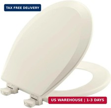 Bemis 500EC Durable Wood Toilet Seat with Easy Clean Hinges, Made in USA, Round,