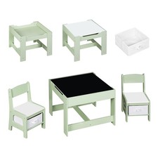 3-tlg. Kindertisch Set mit 2 Stühlen Kinderstuhl Kindermöbel Sitzgruppe Grün