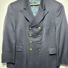 The J Peterman Company Dark Navy Double-Breasted Blazer with Gold Buttons 46R