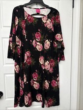 Torrid X Betsey Johnson Skater Pointe Aline Dress Floral Black Pink Sz 1 1X NEW