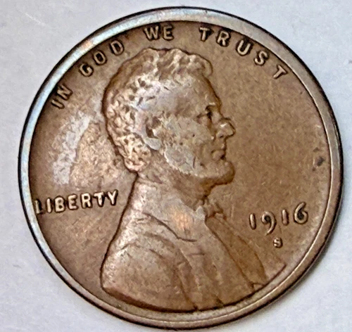 1916-S Lincoln Wheat 1c ~ SOLID Fine++? ~ Full Wheat Lines ~ SWEET ~ Y23