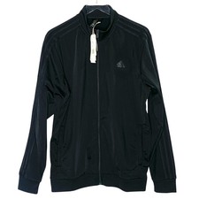 Adidas L NEW Essentials 3 Stripes Tricot Track Jacket Black Retro Streetwear