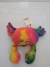 Rare Vintage 1997 Stuffins Rainbow Tie Dye Crab Beanbag Plush 6.5" Stuffed