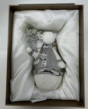 New Pier 1 Moose Christmas Tree Ornament Silver White