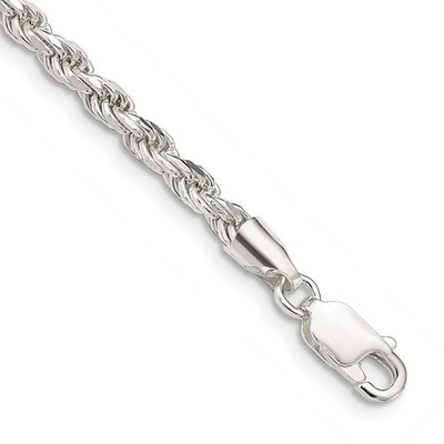 Sterling Silber 3,2 mm Diamantschliff Seil Kette 8 Zoll