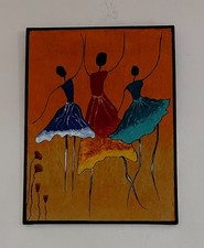 Rhythmic Dance of Three Ladies: Handmade Abstract Acrylic Art on 24x36 Canvas