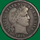 1915-S Barber Dime Silver Very Fine VF Coin #33347