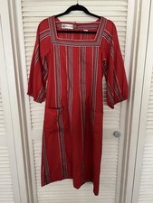Vintage Albert Nipon Cotton 1980?s Striped Midi Dress 8 Boho