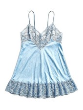 Vintage 1970s Shadowline Icy Powder Blue Babydoll Chemise - Size Small