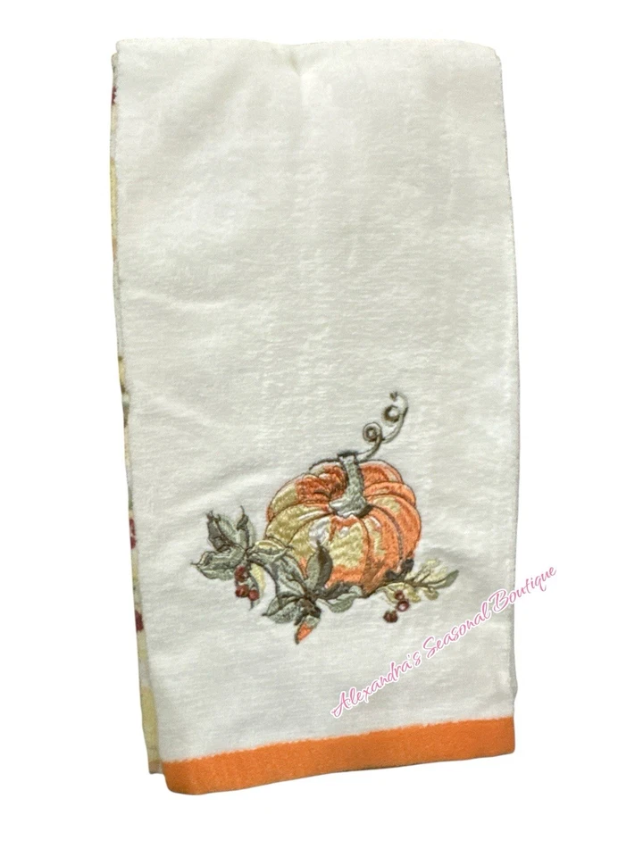 2 LENOX Pumpkin Meadow Kitchen Towels Thanksgiving Pumpkins Country Cottage Fall - Image 3 of 4