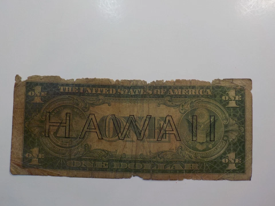 WW2 Emergency Note Silver Certificate Hawaii 1935 1 Dollar Bill WWII Paper Money - Image 2 of 2