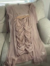 Shear kknee length dress with matching Shear over coat garment Size L preowned