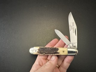 Vintage 1983 Queen #6120 Stag Series Large Jack Pocket Knife USA