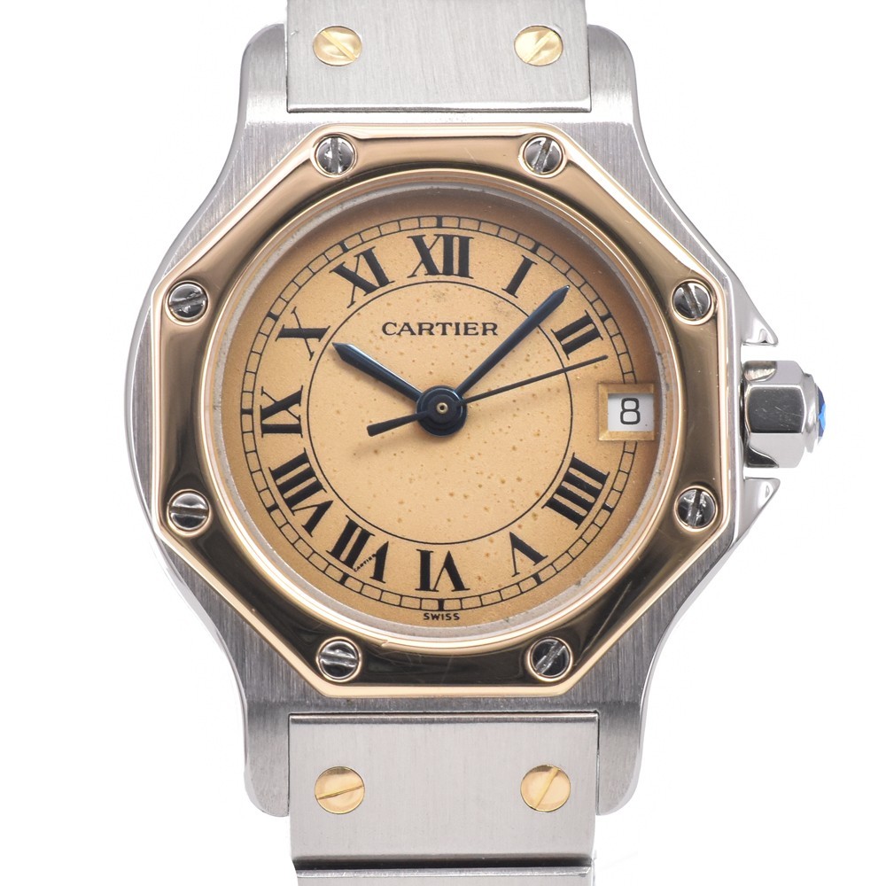 CARTIER Santos Octagon W2001683 SS/YG Ivory Dial Quartz Ladies Watch H#150011