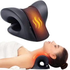 Neck Stretcher for Neck Pain Relief, Heated Cervical Traction Device Pillow w...