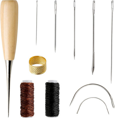 Leder Reparatur Set 11 Teile Polster Nähwerkzeuge Gewachst Faden Nadeln Sofa