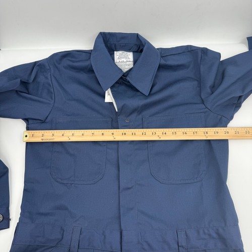 Utility Coveralls Men 42R NEW Blue Long Sleeve Military Workwear Zip Button - Picture 11 of 16