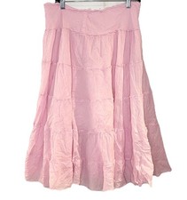 Y2K Vintage Boho Pink Maxi Skirt Lightweight Tiered Festival Fairy Hippie M/L