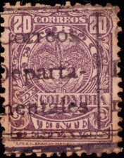 COLOMBIA - DEPARTMENT ISSUES - 20c STAMP - UNRECORDED - 1909 - Sc NL RRR