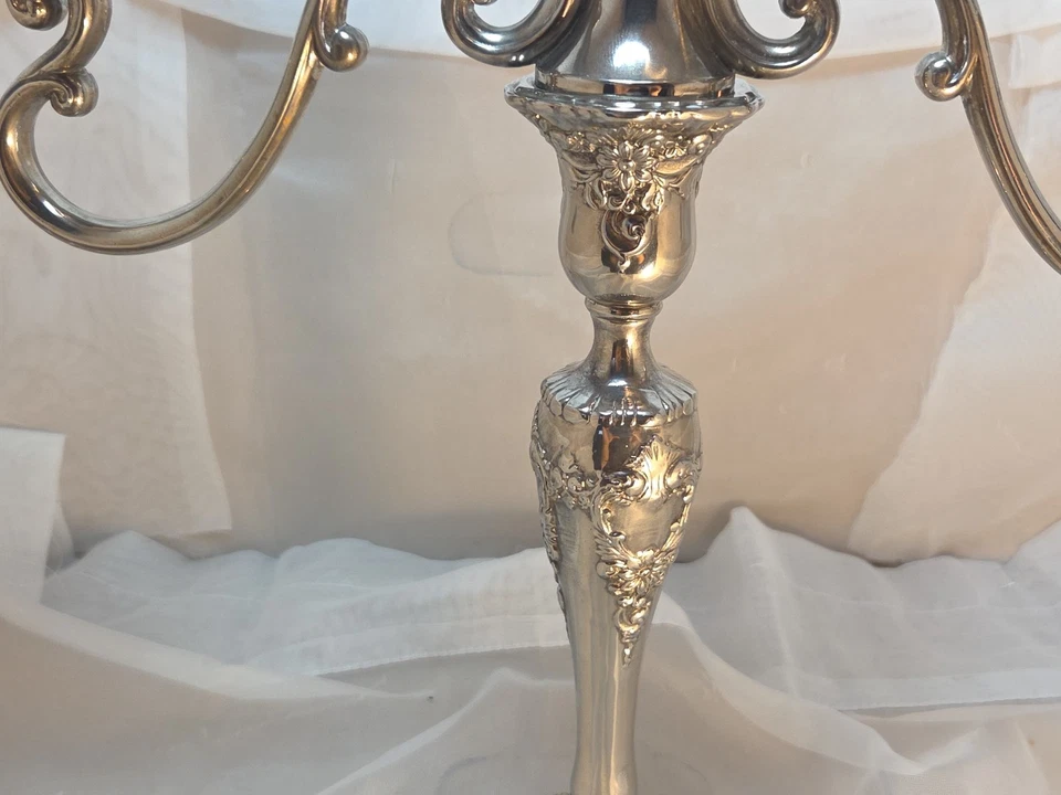 Vintage Silver-Plated Candelabra Ornate Candle Holder Godinger? Baroque Rococo - Image 2 of 4