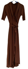 QUINCE TENCEL JERSEY MIDI WRAP DRESS BROWN ECO-FRIENDLY SIZE S