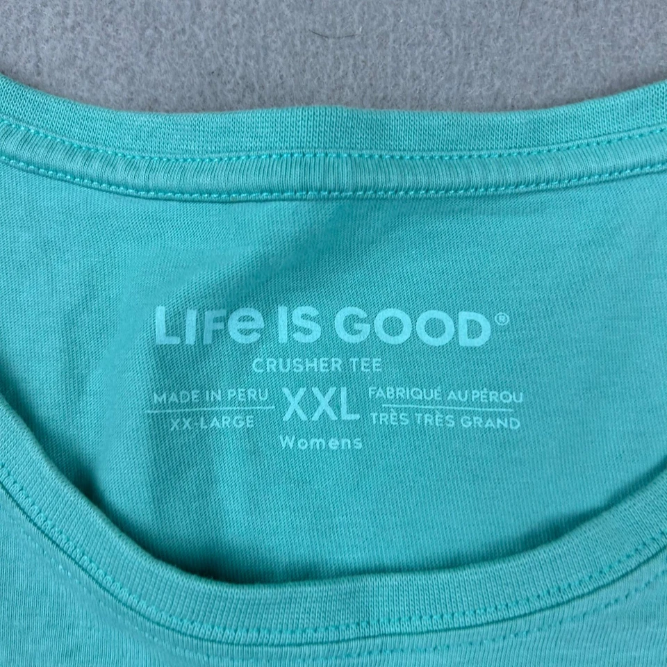 Camisa Life Is Good Mujer XXL Azul Trituradora Manga Corta Camiseta Ligera Foto 2 de 4