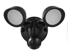 Defiant 180° Black Motion Activated Outdoor Int. LED Twin Head Flood Light