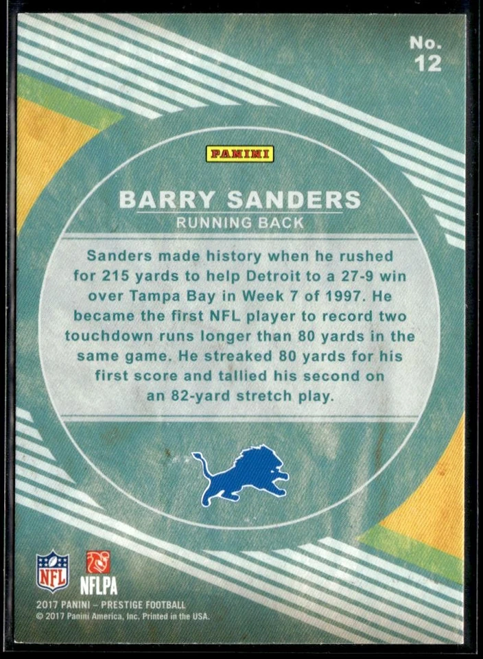 2017 Panini Prestige Barry Sanders Living Legends HSC - Image 2 of 2