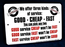 THREE KINDS of SERVICE *US MADE* Embossed Sign - Man Cave Garage Bar Wall Decor