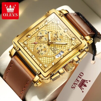 Top Marke Herren Luxus Quadrat Quarz Armbanduhr Wasserdicht Leuchtend Chronograph