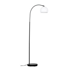 Image of Curved Floor Lamp Standard Black Living Room Light Retro Domed Shade LED Bulb