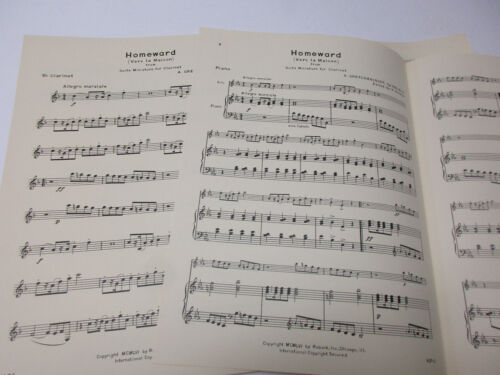 Clarinete y partitura para piano A Gretchaninoff Miniatura Homeward Opus 145 - Imagen 2 de 4