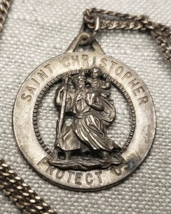 Vintage Sterling & Enamel Christian Slide Medal Necklace: Virgin Mary, -  Ruby Lane