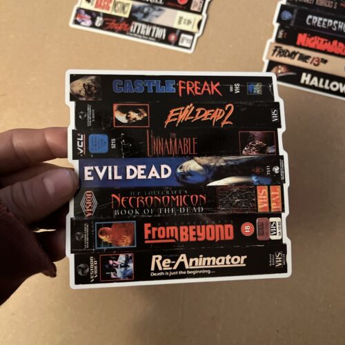 Set Of 2 1980s Horror VHS Stack Sticker Halloween Evil Dead HP Lovecraft Shinin - Picture 5 of 7