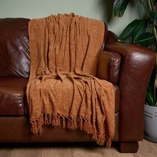 Chenille Throw in Burnt Orange 50x60"