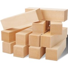 12 Pack Unfinished Basswood Carving Blocks Kit, Rectangular Wooden Blocks