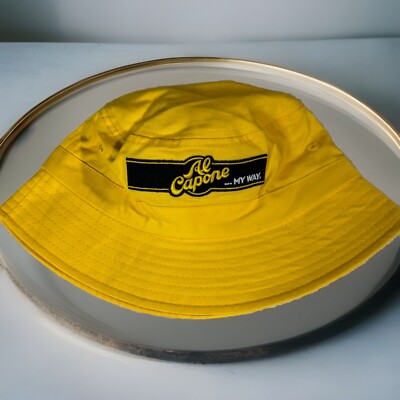 AL CAPONE MY WAY Cigar Bucket Hat Yellow NEW Embroidered Patch