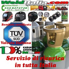 BOMBOLA RICARICABILE 14 LT. 200 BAR ARGON X SALDATRICE A FILO E TIG EE CARICA