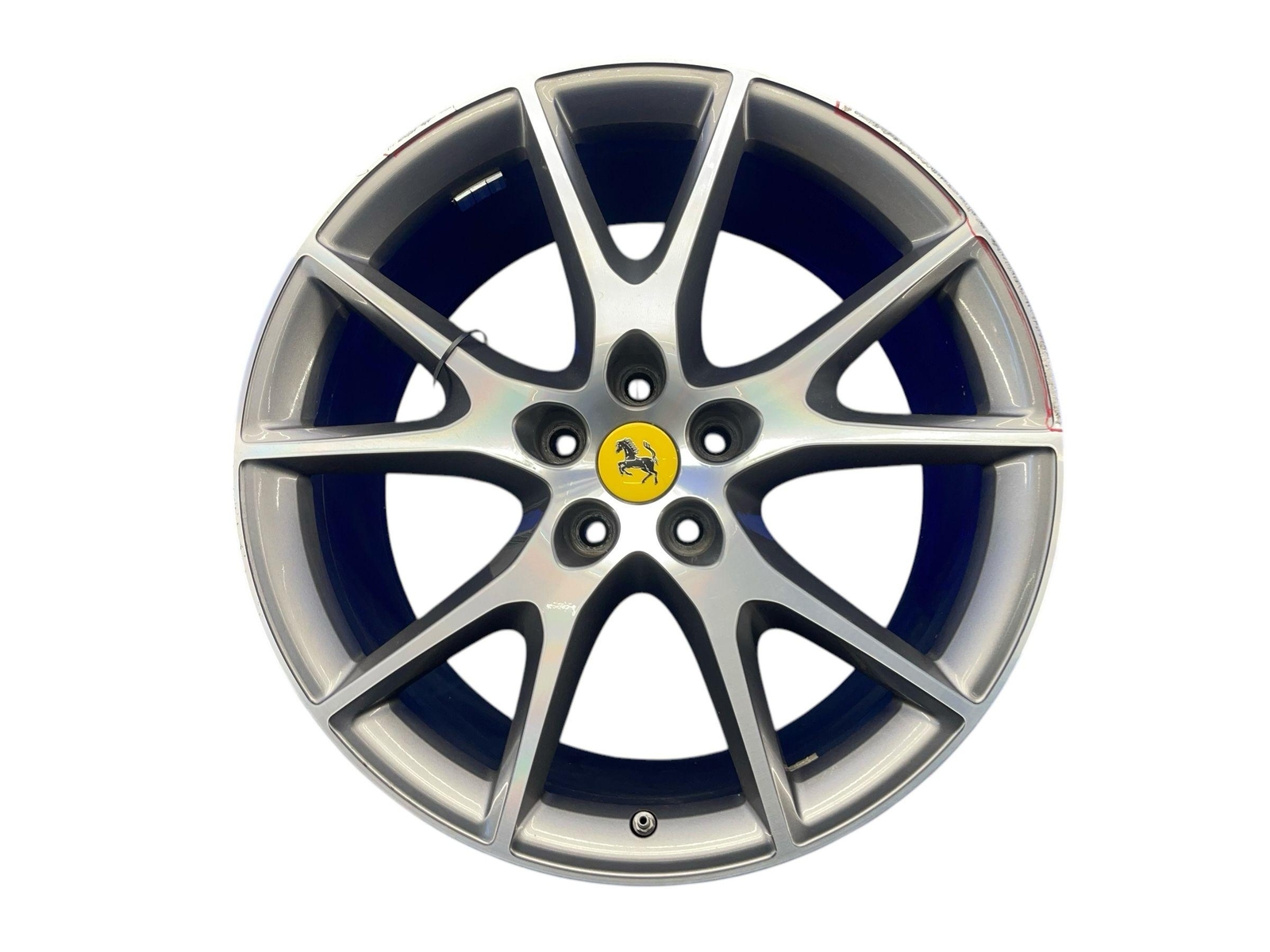 2008-2014 FERRARI 20X10 FIVE Y SPOKE WHEEL RIM SILVER *CURB RASH* OEM