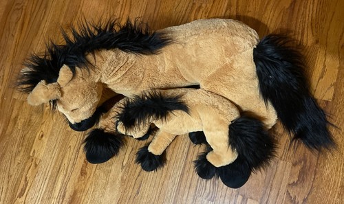Dan Dee Collectors Choice Horse Duo Brown Black 36” Mare & Foal Attached *RARE* - Picture 5 of 8