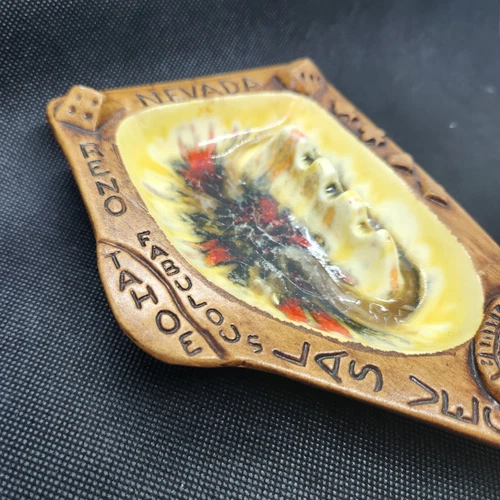 VTG Las Vegas Souvenir Ashtray Circle Important-Export Yellow & Orange 