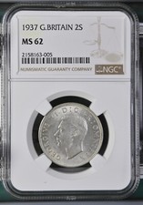Great Britain - 1937 George VI Silver Florin / 2 Shillings - NGC MS62