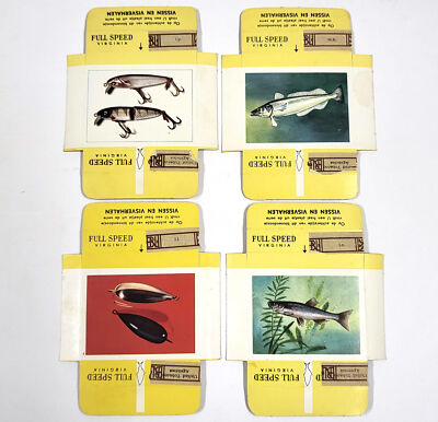 fish cigarette cards Vintage 1960s Full Speed Virginia Cigarette Cards x4 – Fish Series