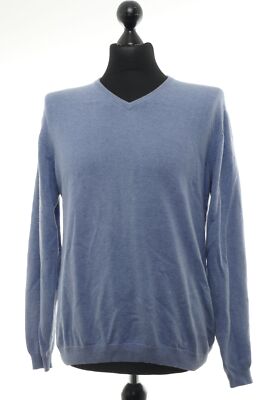 Finshley & Harding Herren Pulli Pullover L hellblau leicht V-Neck + Kaschmir