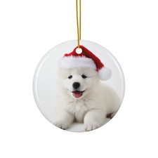 Samoyed Puppy - Ceramic Christmas Ornament - Printed in USA