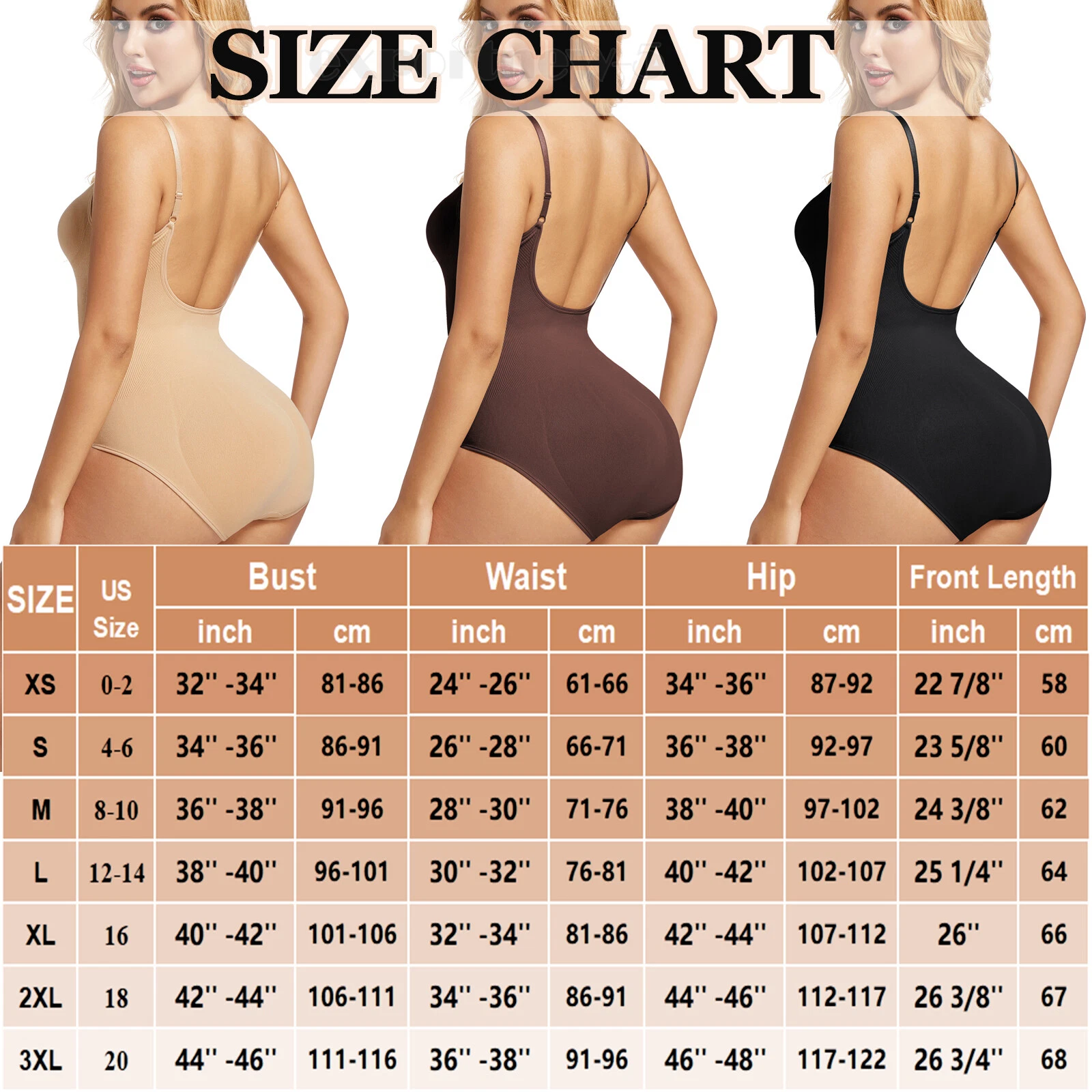 Women's Low Back Bodysuit Tummy Control Seamless Backless Body Shaper Briefs Top