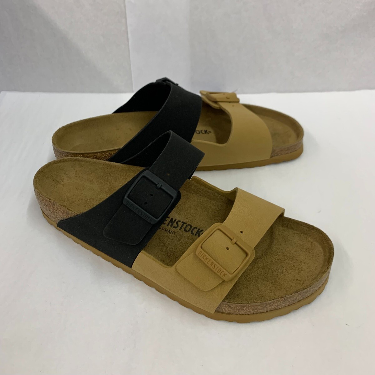 Birkenstock New w/ Box Arizona Split Cork Brown/Black Birkibuc Reg