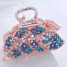 Rhinestone Leaf Alloy Medium Claw Hair Clip Clamp  Elegant for woman 1pc