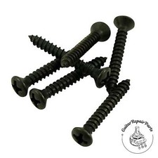 Strap Button / Fixed Bridge Screws 6 x 1" Phillips Oval Head 6 pcs - Black