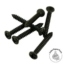 Strap Button / Fixed Bridge Screws #6 x 1" Phillips Oval Head (6 pcs) - Black
